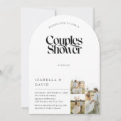 ラスティック3フォトアーチスクリプトおしゃれなカップルシャワー 招待状 (正面)