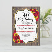 ラスティック40歳の誕生日 - バラ ひまわり 木 招待状 (スタンド正面)