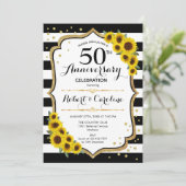 ラスティック50周年記念 - ひまわり ゴールド ホワイト 招待状 (スタンド正面)