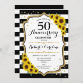 ラスティック50周年記念 - ひまわり ゴールド ホワイト 招待状 (正面/裏面)