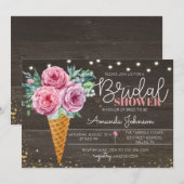 ラスティック アイスクリーム フラワー ブライダル シャワー 招待状 (正面/裏面)