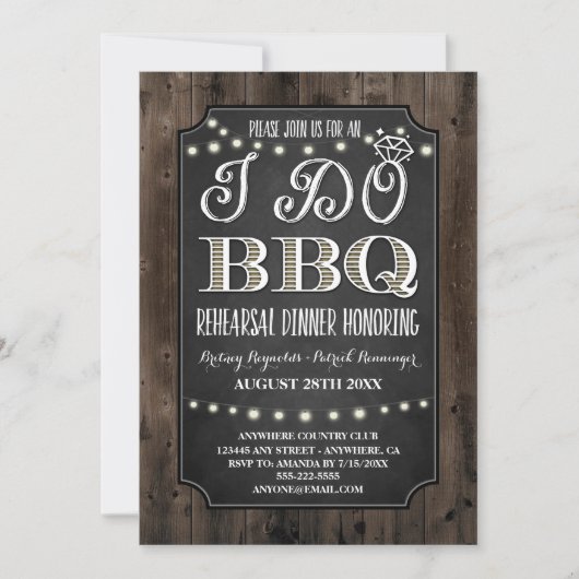 ラスティック アイ ドゥ BBQ リハーサル ディナー 招待状 (正面)