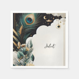 ラスティック アジアン スカイ クラウド ピーコック ブライズ シャワー スタンダードカクテルナプキン