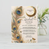 ラスティック アジアン スカイ クラウド ピーコック ブライダル シャワー 招待状 (スタンド正面)