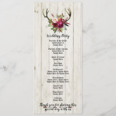 ラスティック アントラー ウッド フラワーズ フローラル ウェディング プログラム (裏面)