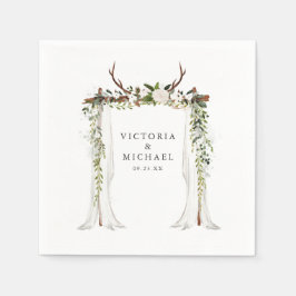 ラスティック アントラー カントリー ボーホー フローラル モノグラム スタンダードカクテルナプキン