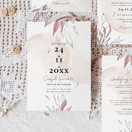 ラスティック アーシー ウォーターカラー フラワー ウェディング セーブザデート