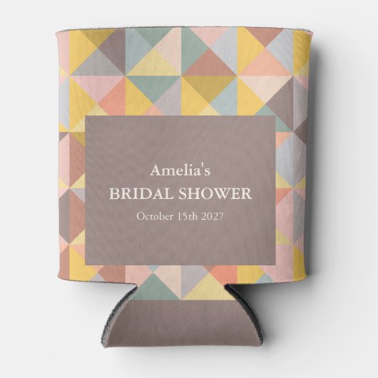 ラスティック アーシー ジオメトリック シック オーダーメイド ブライズシャワー 缶クーラー (正面)