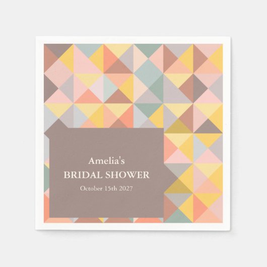 ラスティック アーシー フォール ニュートラル カスタム ブライダル シャワー スタンダードカクテルナプキン (正面)