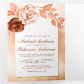 ラスティック アーシー ボーホー フラワー アーチ オールインワン ウェディング 三つ折り招待状 (内部最初)