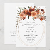 ラスティック アース & シャンパン フラワーズ リハーサル ディナー 招待状 (正面/裏面)