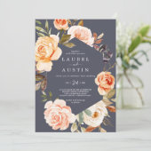 ラスティック アース フラワーズ | パープル カジュアル ウェディング 招待状 (スタンド正面)