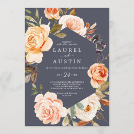 ラスティック アース フラワーズ | パープル カジュアル ウェディング 招待状