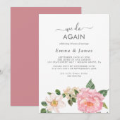 ラスティック アース フラワーズ "私たちもう一度" 婚約更新のお祝い 招待状 (正面/裏面)
