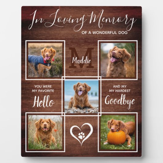 ラスティック イン ラビング メモリー 5 枚の写真 ペット メモリアル フォトプラーク (正面)