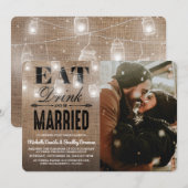 ラスティック・イート・ドリンク・アンド・ビー・マリード・フォト・ウェディング 招待状 (正面/裏面)