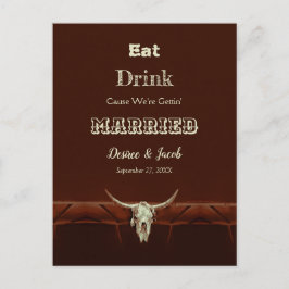 ラスティック・イート・ドリンク・マリード・ウェディング・ブル・スカル 案内ポストカード