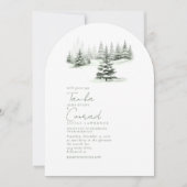 ラスティック ウィンター ウェディング アーチ フォレスト グリーン ID1049 招待状 (正面)