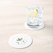 ラスティック ウィンター ウェディング フォレスト グリーン ID1049 ラウンドペーパーコースター (インサイチュ)