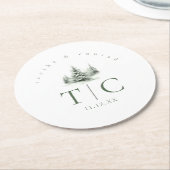 ラスティック ウィンター ウェディング フォレスト グリーン ID1049 ラウンドペーパーコースター (アングル)