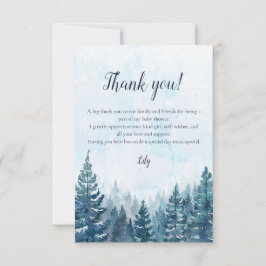 ラスティック ウィンター ウォーターカラー 松林 ベビーシャワー サンキューカード