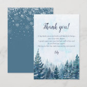 ラスティック ウィンター ウォーターカラー 松林 ベビーシャワー サンキューカード (正面/裏面)