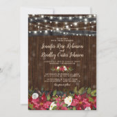 ラスティック ウィンター クリスマス フローラル バレル ウェディング 招待状 (正面)