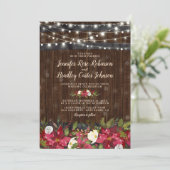 ラスティック ウィンター クリスマス フローラル バレル ウェディング 招待状 (スタンド正面)