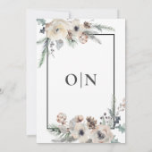 ラスティック ウィンター パイン フローラル ブラック フレーム ウェディング 招待状 (裏面)