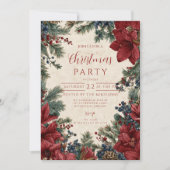 ラスティック ウィンター フローラル クリスマス ギャザリング 招待状 (正面)