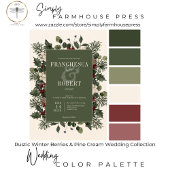 ラスティック ウィンター ベリーズ & ピン クラーム ウェディング 招待状