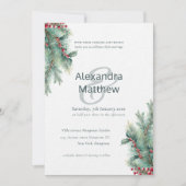 ラスティック ウィンター ホリー ベリー ウェディング インビテーション (正面)