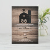 ラスティック ウェザード ウッド ブラック バーン カントリー ウェディング 招待状 (スタンド正面)