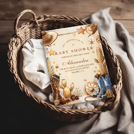 ラスティック ウェスタン カウボーイ ベイビー シャワー 招待状