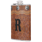 ラスティック ウェスタン カントリー モノグラムイニシャル グルームズマン フラスク (左)