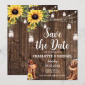 ラスティック ウェスタン セーブ・ザ・デート ウェディング 招待状 (正面/裏面)