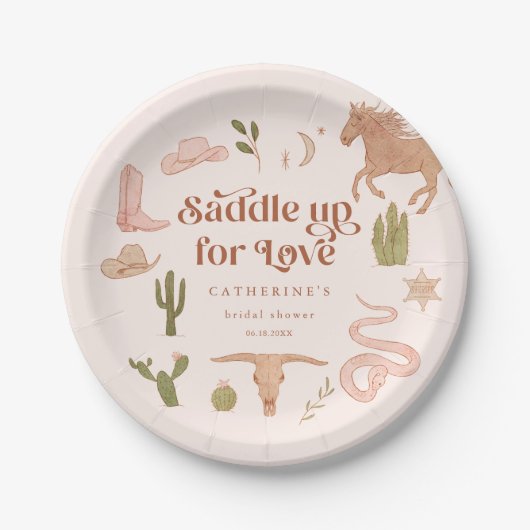 ラスティック ウェスタン テーマのブライズ シャワー ペーパープレート (正面)