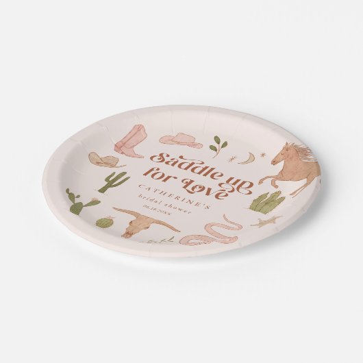 ラスティック ウェスタン テーマのブライズ シャワー ペーパープレート (アングル)