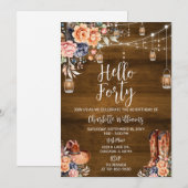 ラスティック ウェスタン ハロー フォーティー バースデー パーティー 招待状 (正面/裏面)