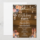 ラスティック ウェスタン バースデー パーティー 招待状 (正面/裏面)