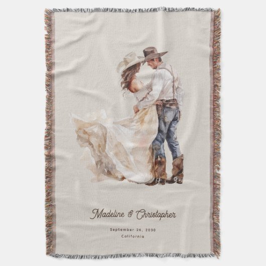 ラスティック ウェスタン ランチ ウェディング スローブランケット (正面縦)
