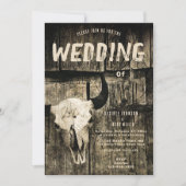 ラスティック ウェディング ウェスタン ロデオ セピア ブル スカル 招待状 (正面)
