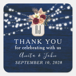 ラスティック ウェディング サンクス スティッカー スクエアシール