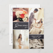 ラスティック ウェディング スペイン フォト コラージュ "ありがとう" 案内ポストカード (正面/裏面)