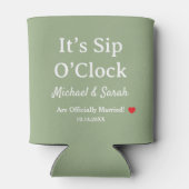 ラスティック ウェディング セージグリーン It's Sip O'Clock カスタムデザイン 缶クーラー (裏面)