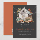 ラスティック ウェディング バーン ストリング ライト 保存日付 招待状 (正面/裏面)