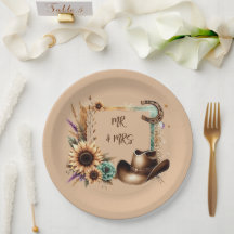 ラスティック ウエスタン Mr & Mrs パーティー 9インチ プレート
