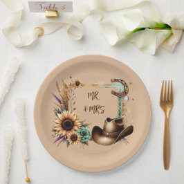 ラスティック ウエスタン Mr & Mrs パーティー 9インチ プレート