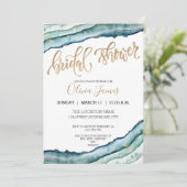ラスティック ウォーターカラー アゲート ブライダルシャワー 招待状 (スタンド正面)