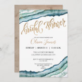 ラスティック ウォーターカラー アゲート ブライダルシャワー 招待状 (正面/裏面)